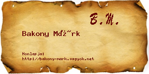 Bakony Márk névjegykártya